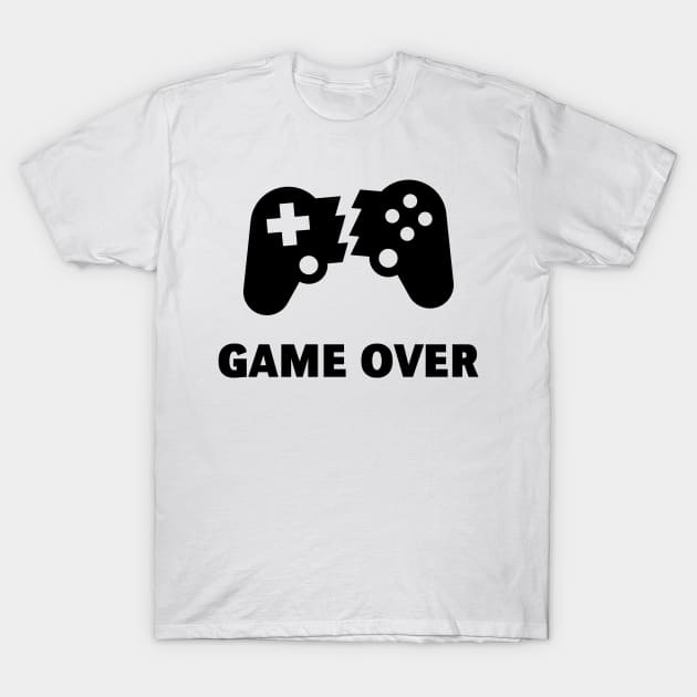 Broken Controller – Game Over (Gamer / Finish / Black) T-Shirt by MrFaulbaum